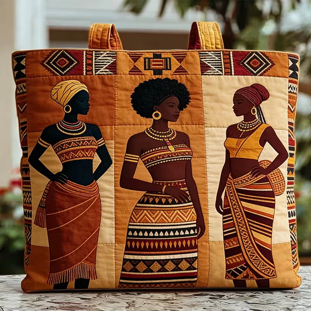 For 2026 African American Women's Quilted Tote Shoulder Bag Handbag New Shopping Daily Traditional