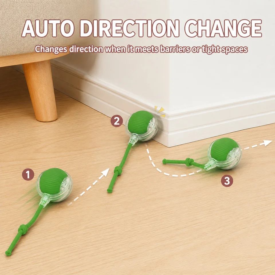 Green Smart Automatic Bouncing Ball Toy for Pets