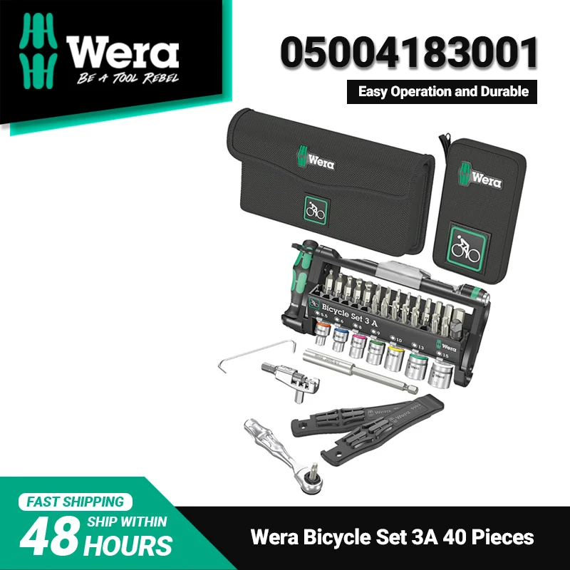 

WERA 05004183001 Bicycle Set 3A 40Pieces Bicycle Socket Set With Bit Ratchet and Chain Tool Easy Operation and Durable