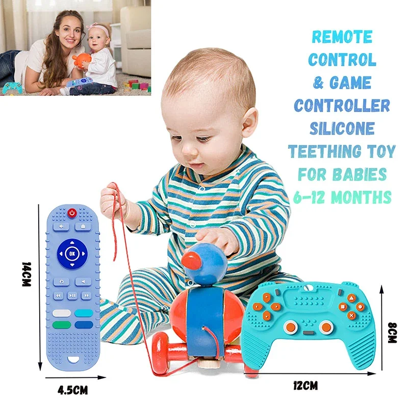 Silicone Baby Teething Toys Remote Control, Remote Control Game Controller Silicone Teething Toy for Babies 6-12 Months Gifts