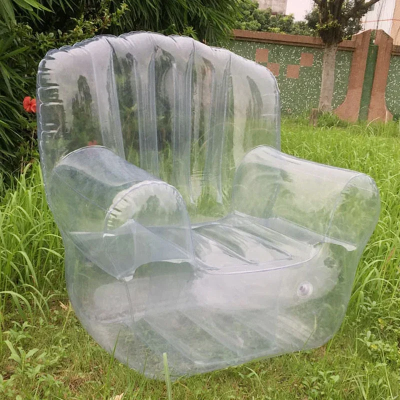 Inflatable Couch Chair Sofa,Portable Thickened Outdoor Camping Sofa Lazy Inflatable Chair Pvc Transparent Stool Air Inflatable