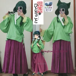 Maomao Cosplay disfraz peluca Anime The Apothecary Diaries vestido falda verde Top Kusuriya No Hitorigoto horquilla Halloween para mujeres