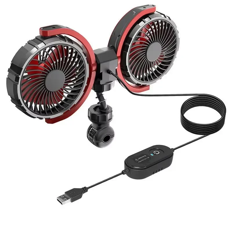Large Wind Car Fan 12v Car 24v Large Truck Strong Cooling Car Rear Seat Usb Electric Fan