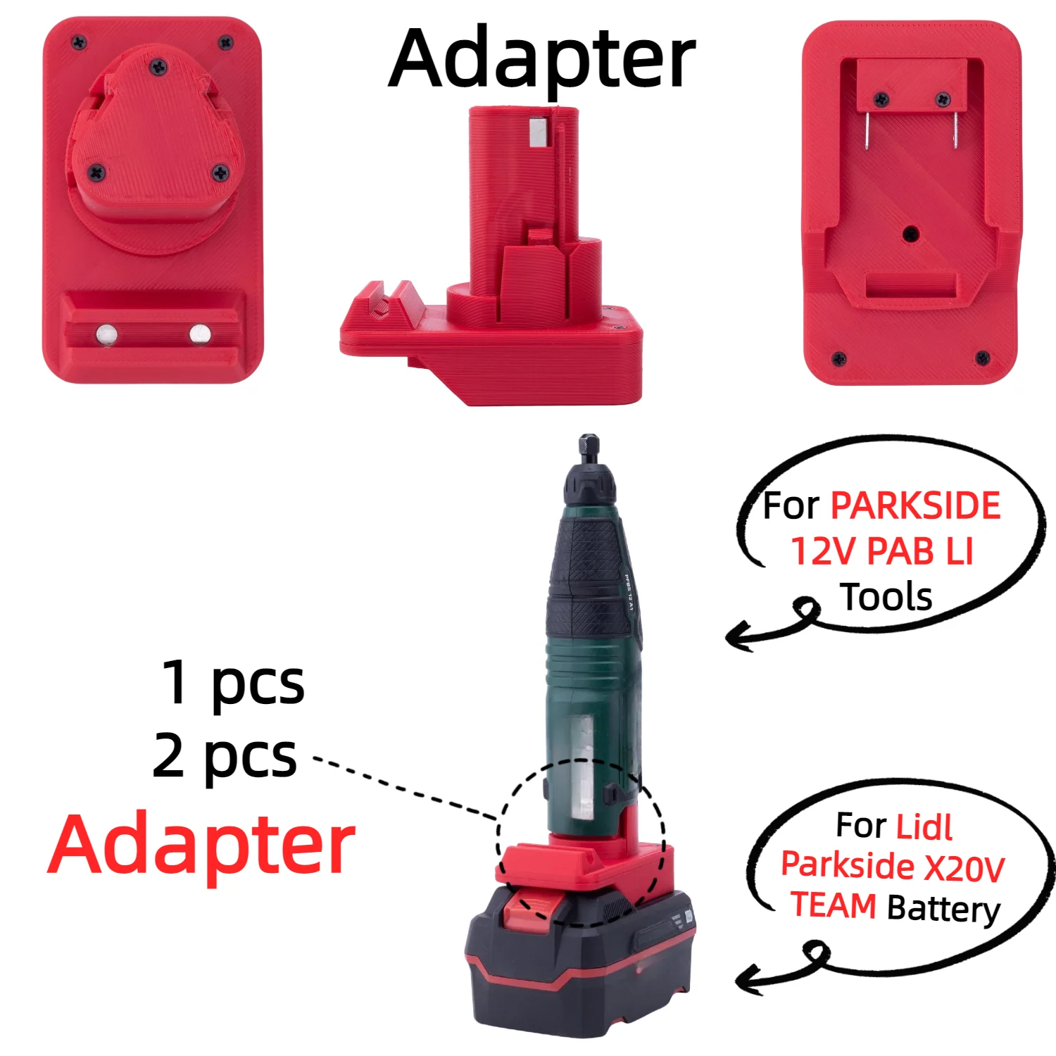 1/2 Pcs Battery Adapter for Lidl Parkside X20V TEAM Li-ion Battery TO PARKSIDE 12V PAB LI Cordless Tools Accessory(Only Adapter)