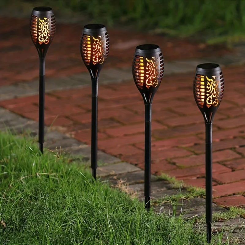 Solar Powered Lights Outdoor Torches Like Light With Flickering Flame For Garden Decor LED Pathway Lights For Outside Yard Decor