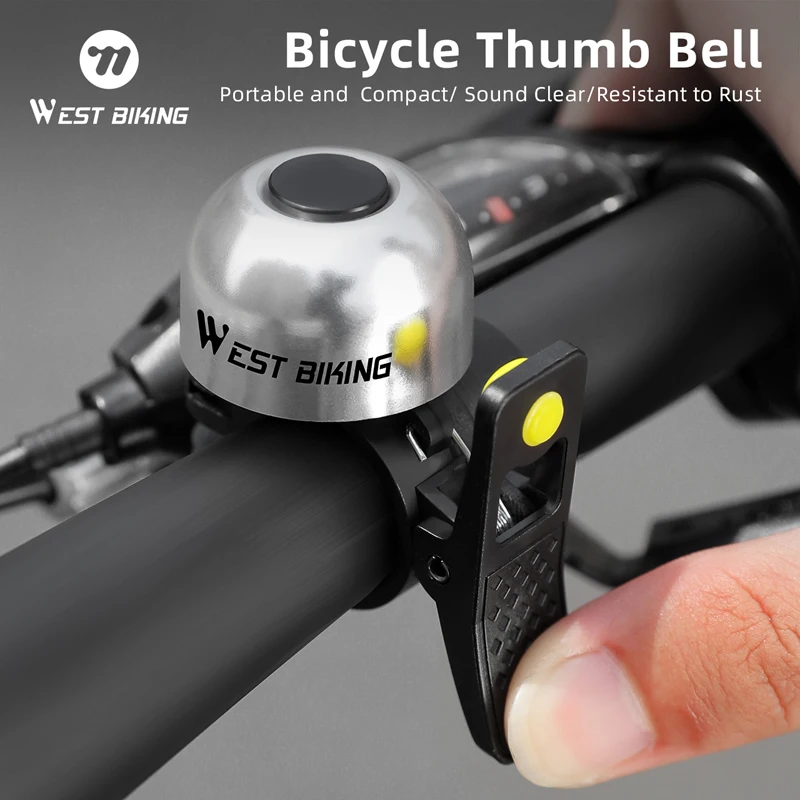

WEST BIKING Bicycle Thumb Bell Ultralight Ring MTB Road Bike Handlebar Horn Aluminum Alloy Road Bike Bells Portable Cycling Bell