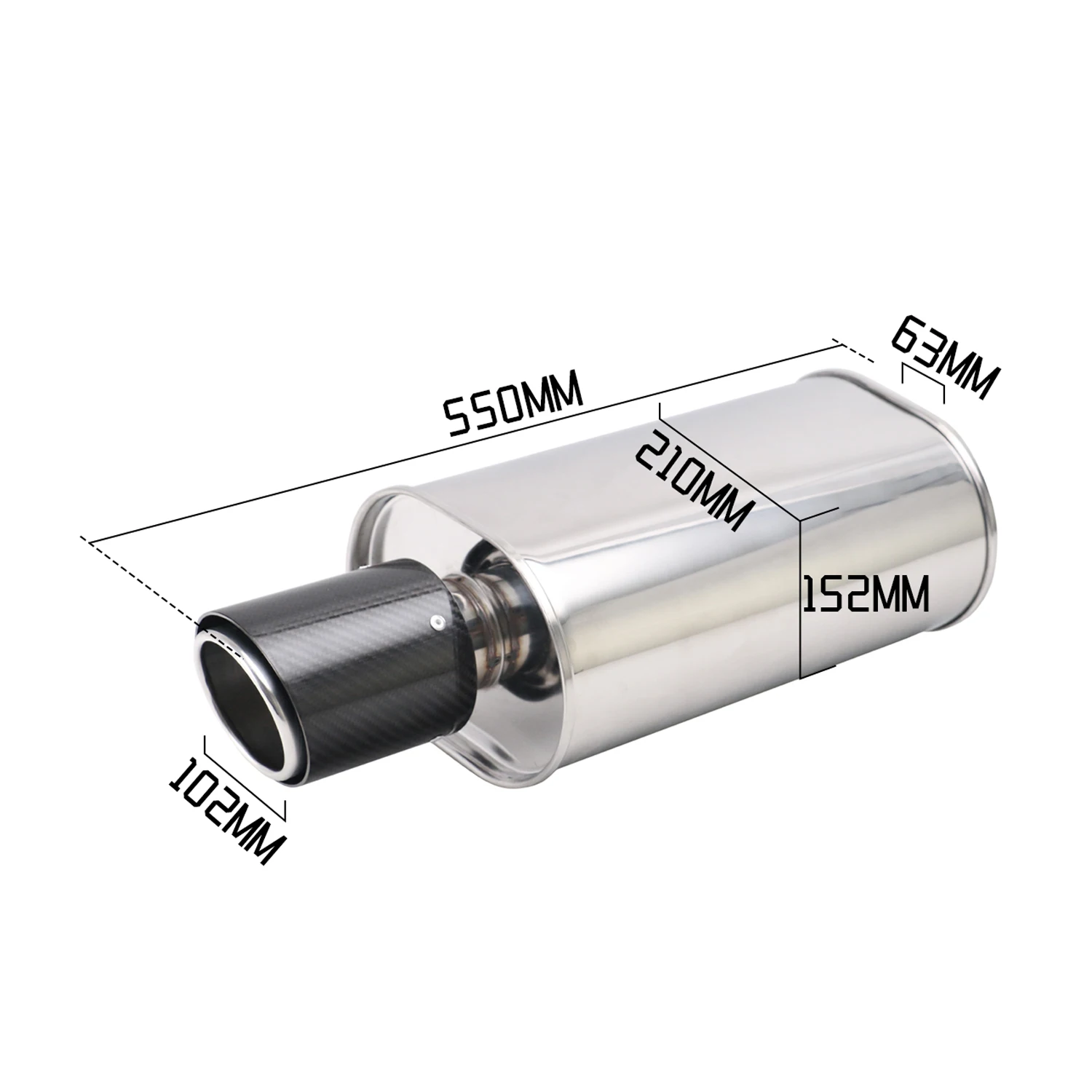 Universele Auto Uitlaatdemper Rvs Silencer 2.5 "tot 4" Prestaties Upgrade Uitlaat Ovale Uitlaten