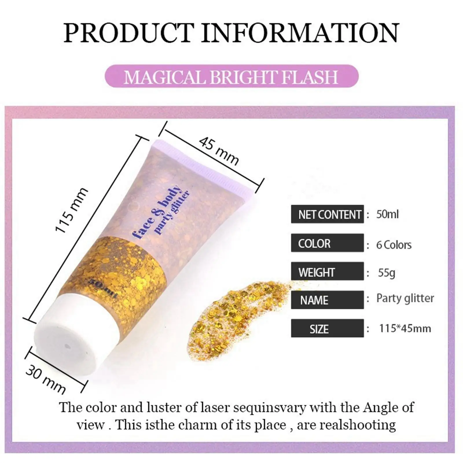 Sparkling Eye Glitter Bright Sequins Liquid Makeup for Nail Art, Makeup,