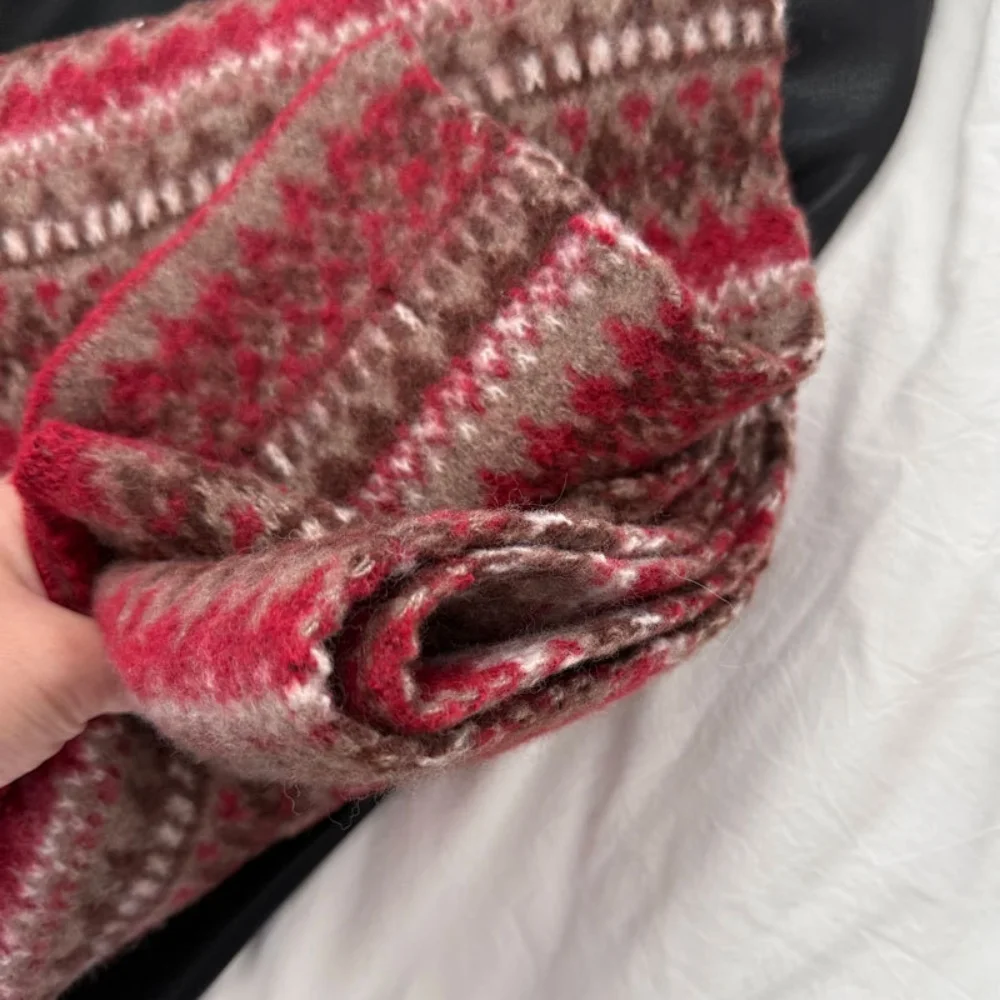 مزيج الصوف المرقعة وشاح المرأة هندسية مطبوعة رشاقته الشتاء اكسسوارات موضة الدافئة شال الأوشحة echarpe فام bufanda #5