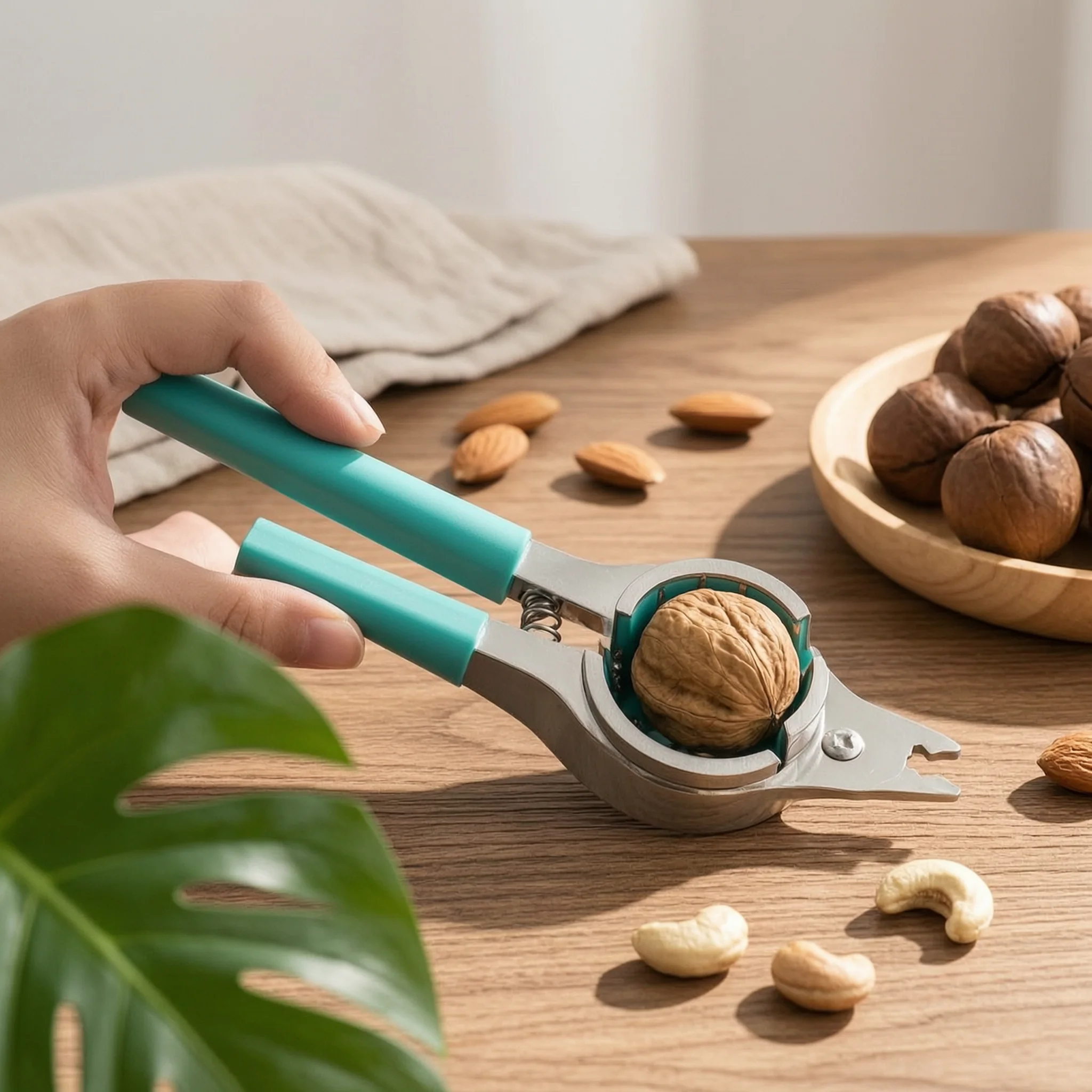 Coil-Assisted-Loaded Nutcracker Long Handle Nutcracker Plier Stainless Steel Nut Shell-Cracker Sturdy Metal Hard Shell