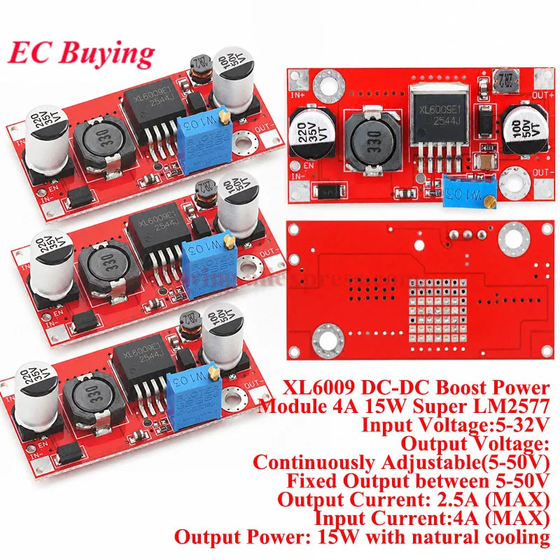 1Pc-10Pcs XL6009 4A Boost Converter Step Up Adjustable 15W 5-32V to 5-50V DC-DC Power Supply Module Super LM2577 Booster Board