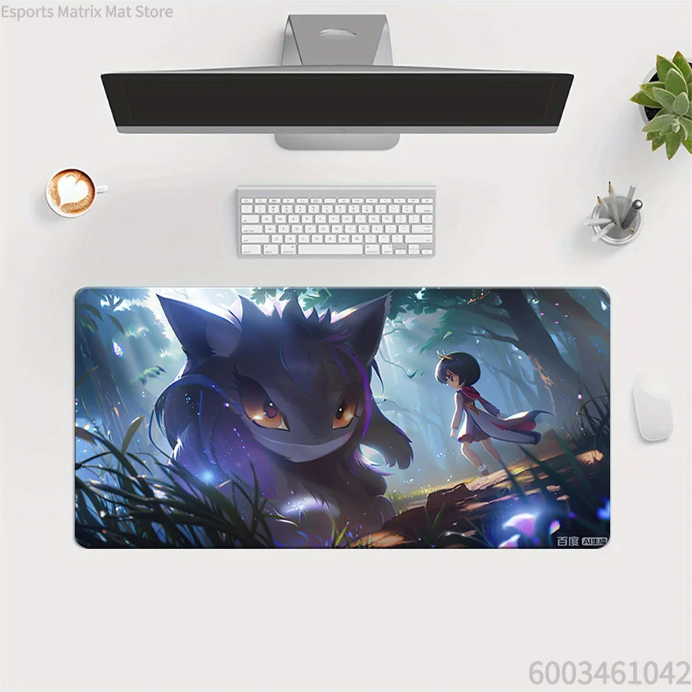 Fantasy Forest Anime Beast and Girl Extended Gaming Mouse Pad Large Desk Mat for PC Laptop