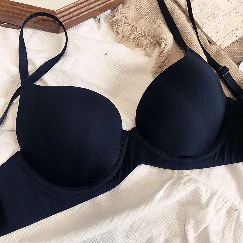 Nahtlose Unterwäsche für Frauen plus Größe BH sexy tief v Push-up Büstenhalter solide drahtlose bequeme 85 90 c d e Tasse Dessous – Detail 7