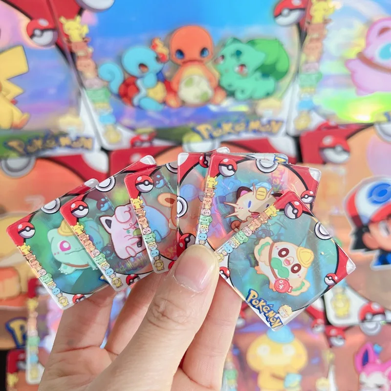 2cm 100-600pcs Pokemon DIY 4cm Patch Acrylic Waterproof Homemade Keychain Refrigerator Stickers Pikachu Childrens Toys Gift