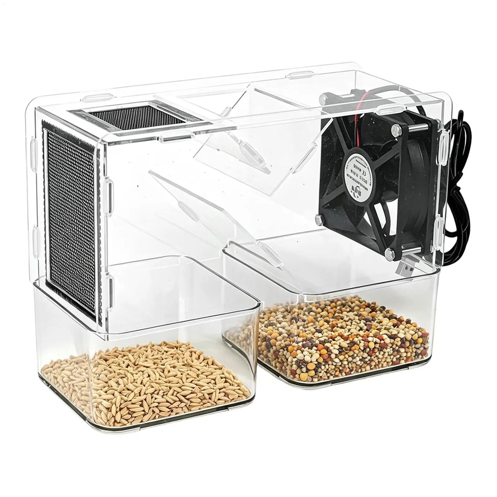 Wind Sheller Bird Food Separator Bird Feed Shell Blower Electric Grain Separator with 2 Drawers Electric grain screening machine