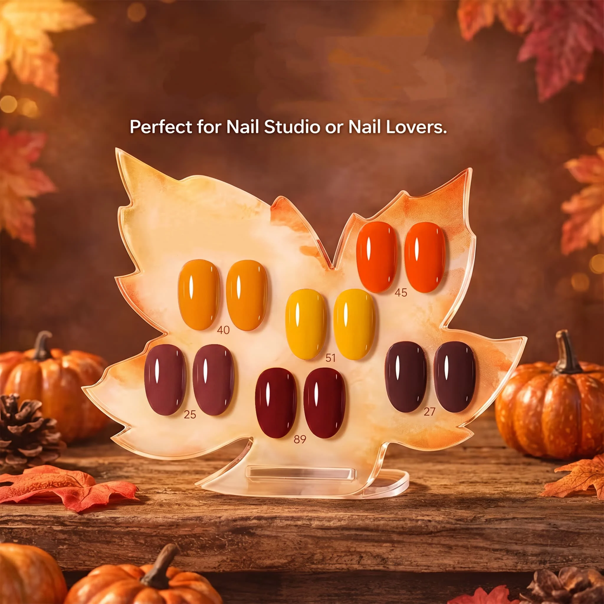 Hassleless 6-Piece Autumn Pumpkin Maple Leaf Nail Polish Set, 15ml Large Capacity, Solid Color Nail Polish, Salon-Grade Mirror-Like High Gloss, Full Color, Long-Lasting and Not Easy to Peel Off, Autumn DIY Nail Art Set for Home Use
