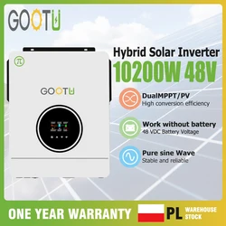 GOOTU 6.2KW/10.2KW Hybrid Solar Inverter Dual Output 24V/48V MPPT 160A Pure Sine Wave On/Off Grid for Home Power Supply