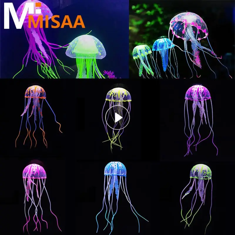 Simulated Glowing Jellyfish Artificial Vivid Jellyfish Fish Tank Underwater Plant Luminous Decoration Aquarium Decor Landscape