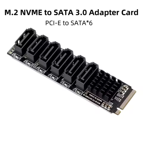 M.2 NVME PCI-E PCIE X4 X8 X16 to 6 Port 3.0 SATA Adapter Card Riser III ASM1166 6GB/S Chassis server PC Computer Expansion