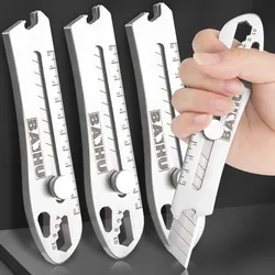 BAIHU Utility Knife Box Cutter 8-in-1 multifunctioneel roestvrij staal intrekbaar zwaar waterdicht afbreekmes ﻿