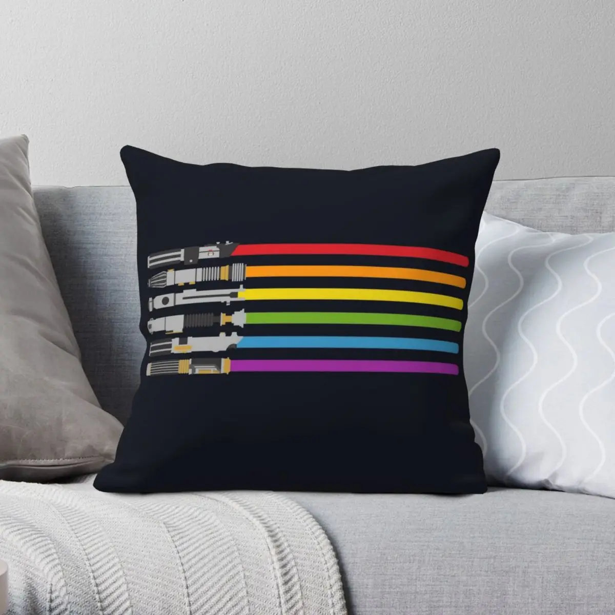 

Lightsaber Rainbow Square Pillowcase Polyester Linen Velvet Creative Zip Decor Bed Cushion Cover