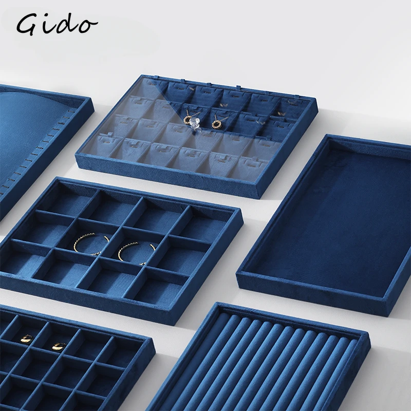 

Luxury Custom Jewelry Display Tray Organizer Velvet Lined High-End Storage Showcase for Rings Necklaces Earrings