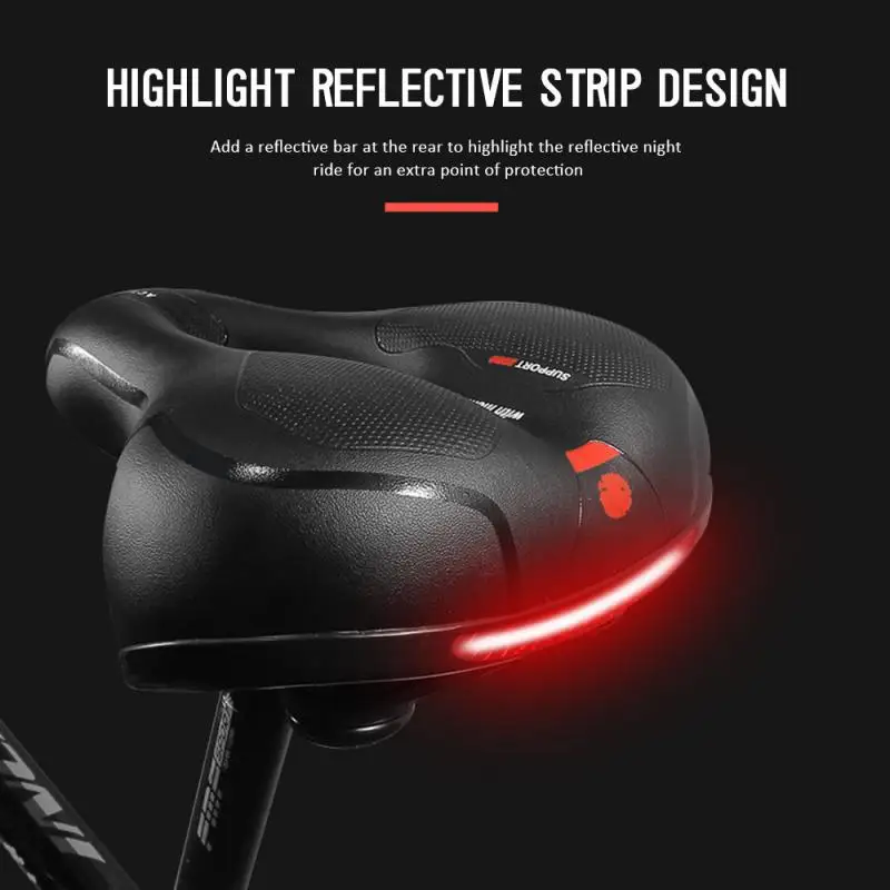 Shock Absorbing Bicycle Saddle Men\'s and Women\'s Hollow Breathable MTB Road Bike Saddle Big Butt Bicycle Seat Safety Warning