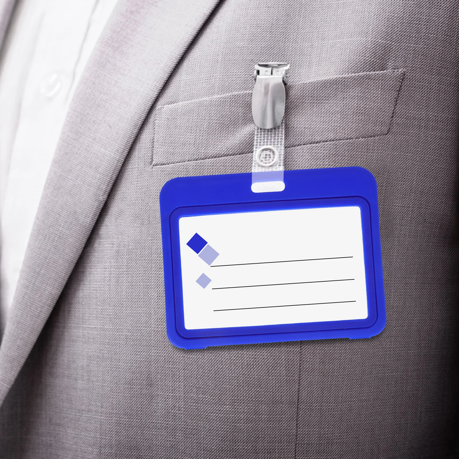 12 Pcs Transparent Double Sided Card Holder Plastic ID Badge Sleeves Horizontal Access Cover for Staff and Student Cards