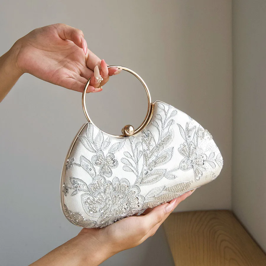 Fashion retro beaded embroidery dinner bag beaded elegant temperament handbag cheongsam hand bag wedding banquet bridal bag