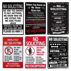 No Soliciting Sign for House, Premium Durable No Soliciting Mtal Tin Sign  for Home & Office