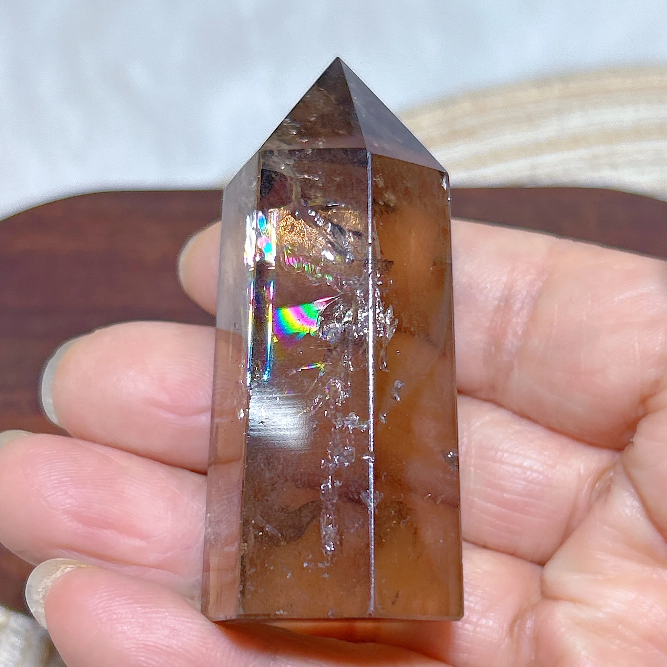 Healing Natural Crystal Rainbow Smokey Quartz Tower High Quality Point Reiki Energy Ore Home Decorations Room Decor Gift