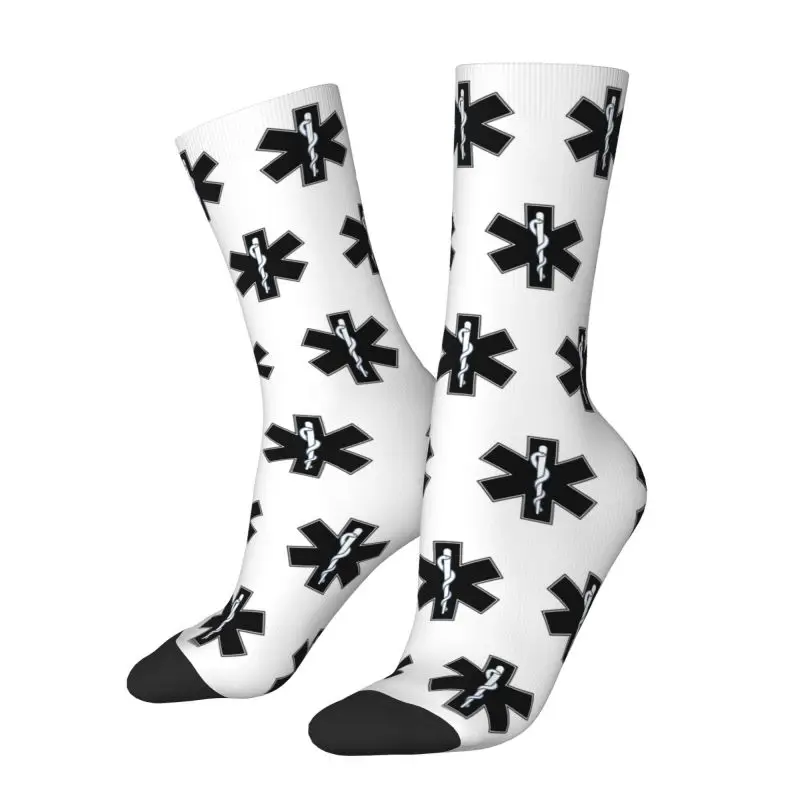 Novelty Printing Paramedic Star Of Life Socks for Women Men Stretch Summer Autumn Winter Emt Emergency Symbol Crew Socks