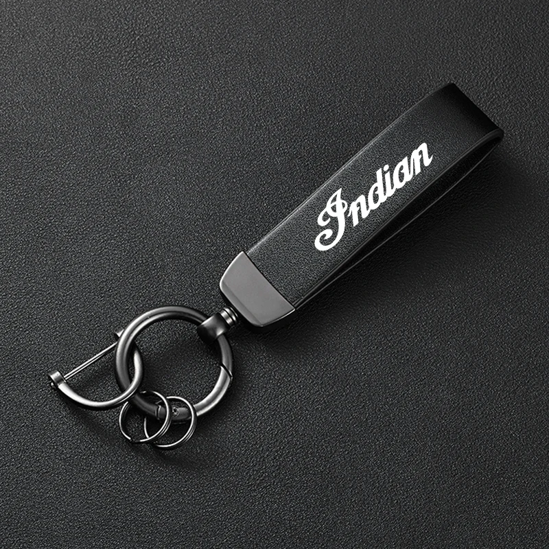 High-Grade Leather Motorcycle Keychain Holder Keyring For Indian FTR 1200 S FTR1200 Carbon / Rally Chief VINTAGE Scout