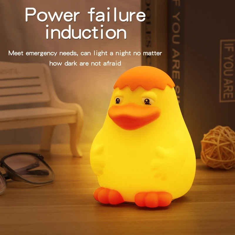 Cute Duck Night Light Warm Light Protect Eyes Long Lasting Bedside Decoration Comfortable Touch Charging Silicone Lamps