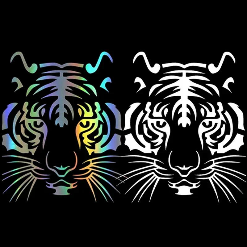 Car Laser Tiger Head Sticker Fashion Auto Body Styling Decoration Decal Colorful Rear Windshield Stickers 14x15cm