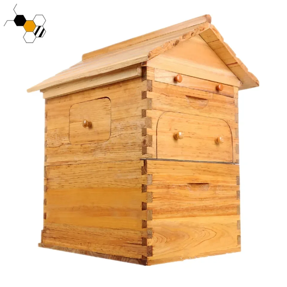 Chinese Wax Coated China Fir Automatic Self-Flowing Beehive 7 Auto Frames Apiculture Farms Beekeeping Wood Material New