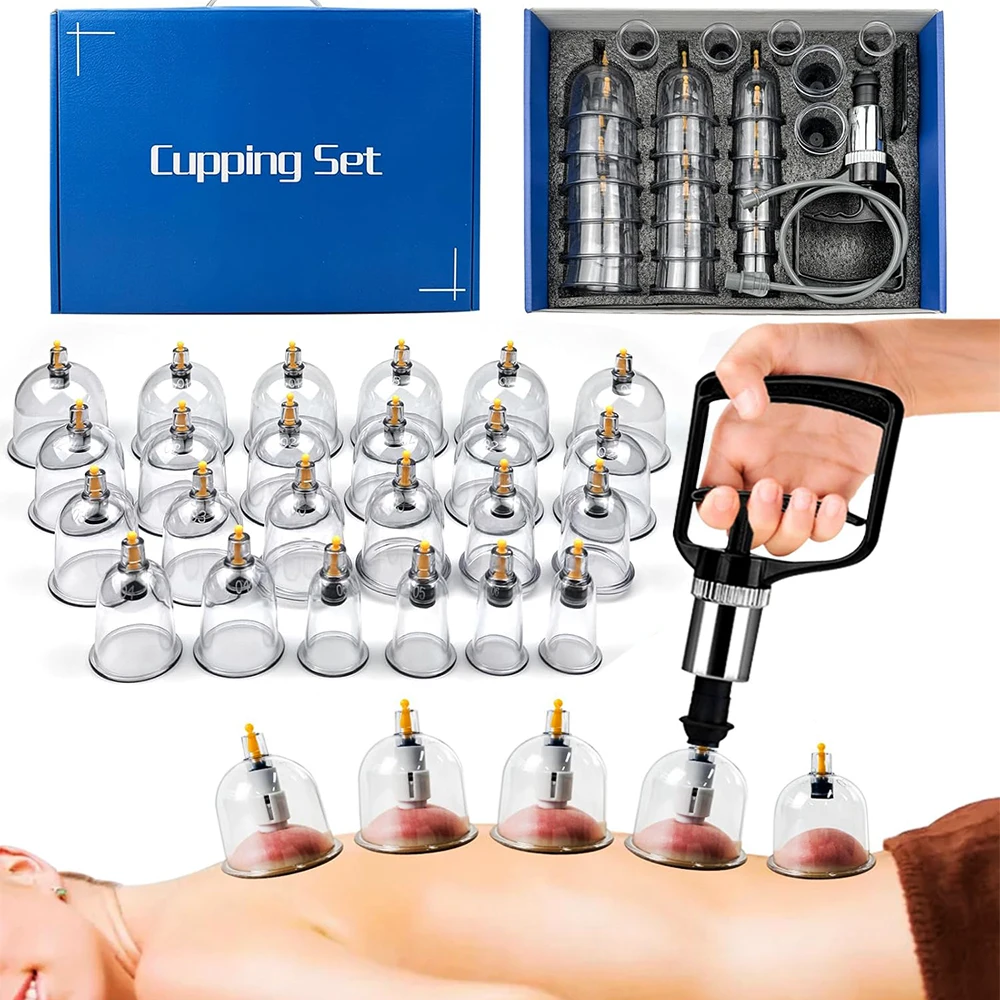 

32Pcs Blue Gift Box, High-Quality Cupping Instrument, Handheld Design, Black Pearl Lining The Packaging Features Blue Embossing.