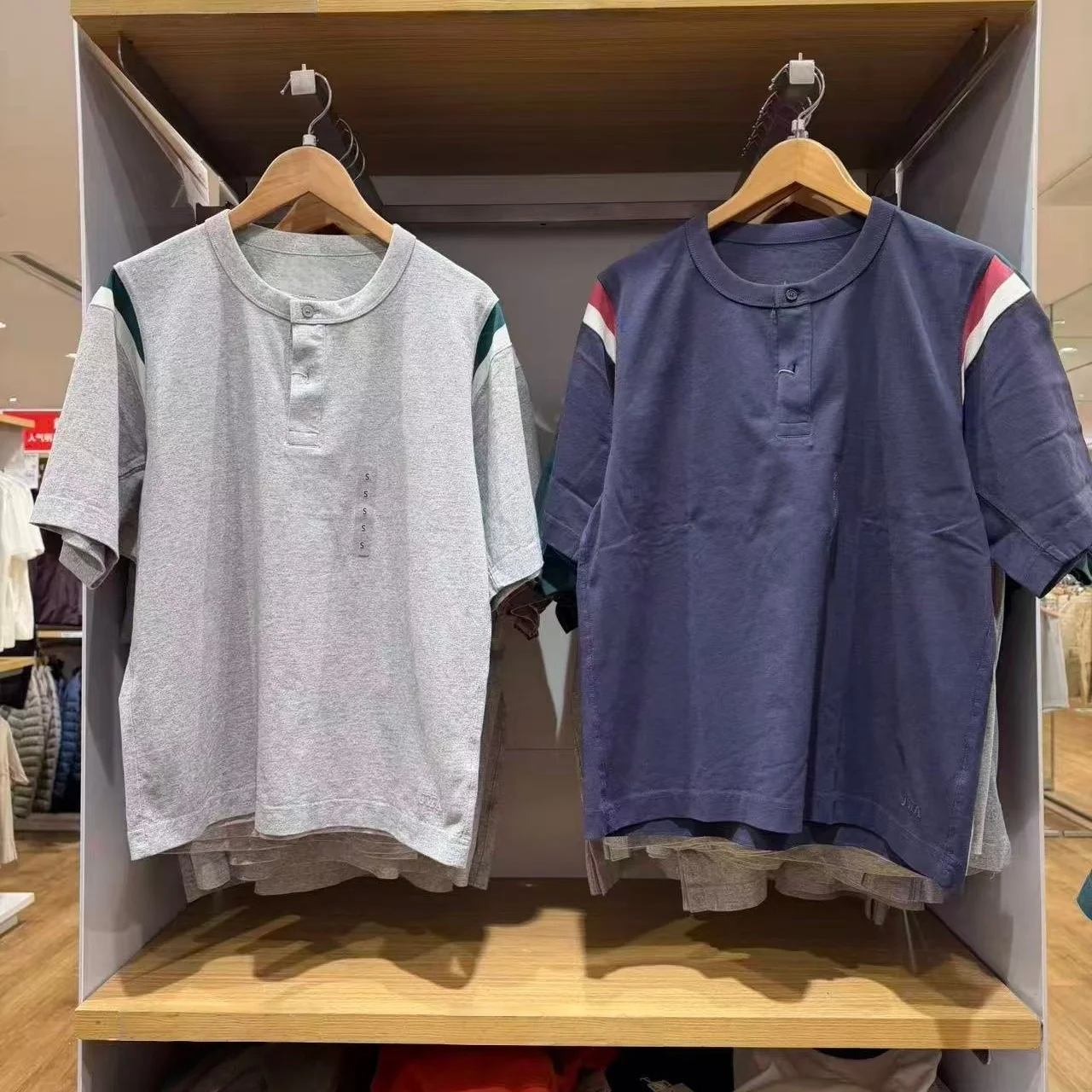 

Summer Casual Loose Henry Collar T-irt round Ne ort Sve ex Simple Match Cotton Basic Top for Men And Women