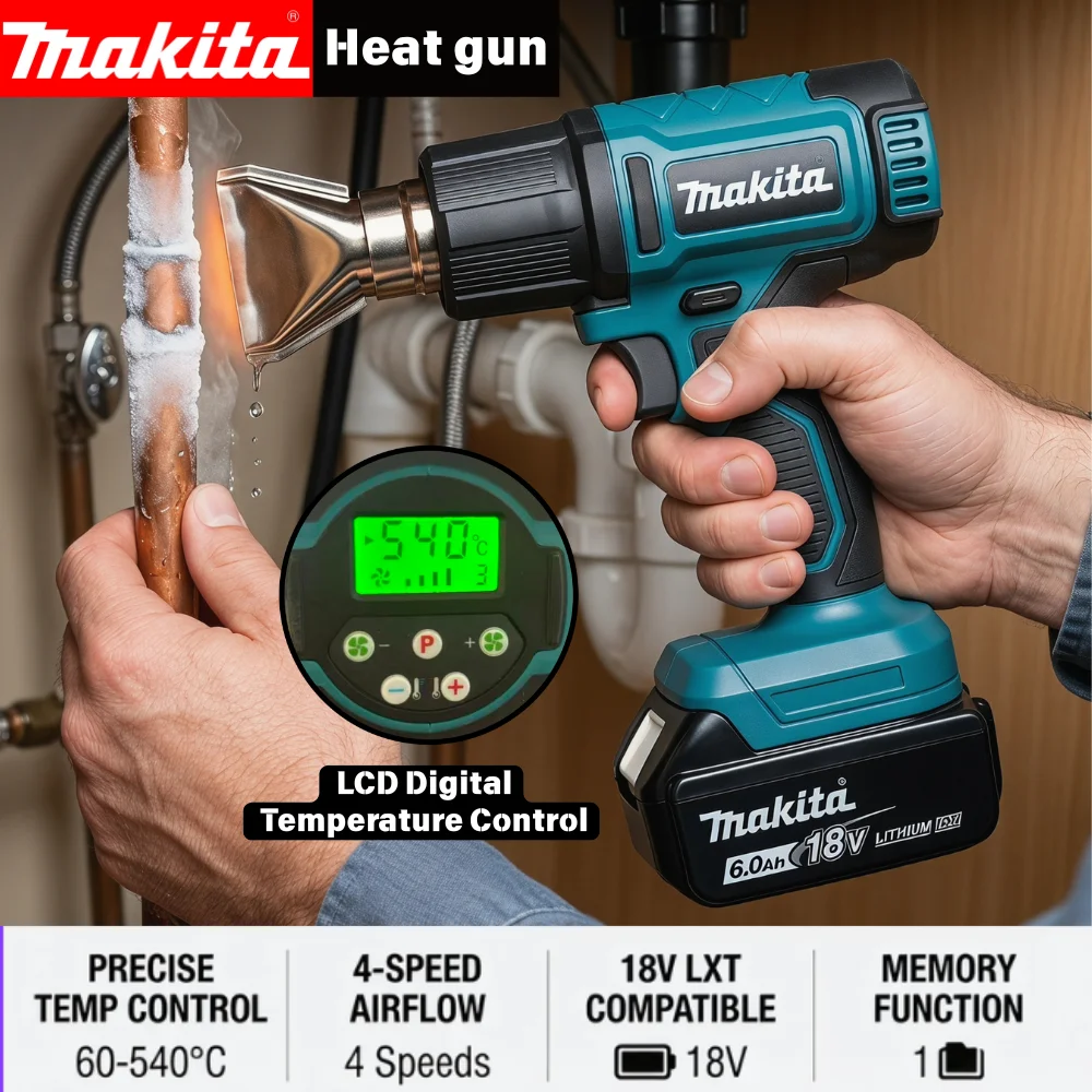 

2026 Makita 18V Cordless Heat Gun LXT Lithium Power Tools 150-550ºC Shrink Film Baking Gun Clear Sticker For makita 18V battery