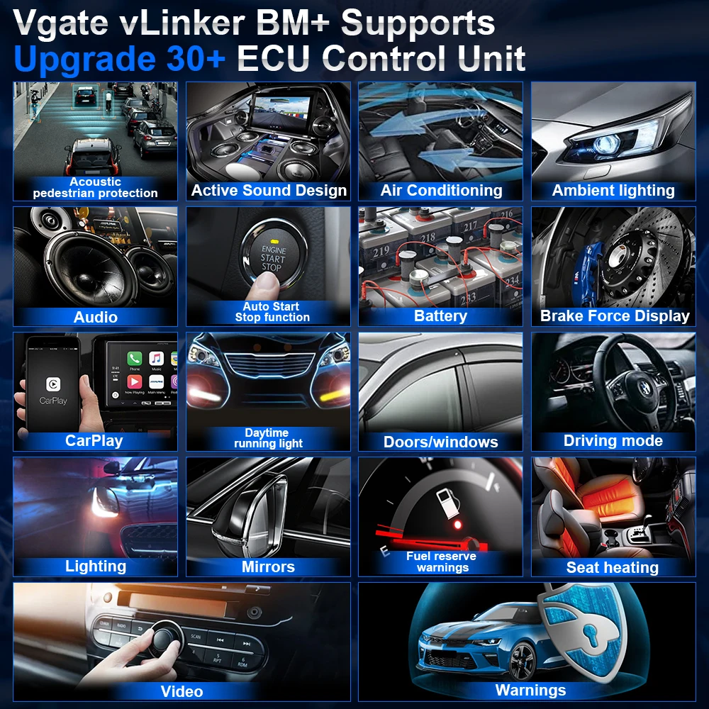 Vgate vLinker BM+ ELM327 V2.2 BimmerCode BimmerLink Auto Code Reader Diagnostic Tool Car Scanner OBD2 Bluetooth 4.0 3.0