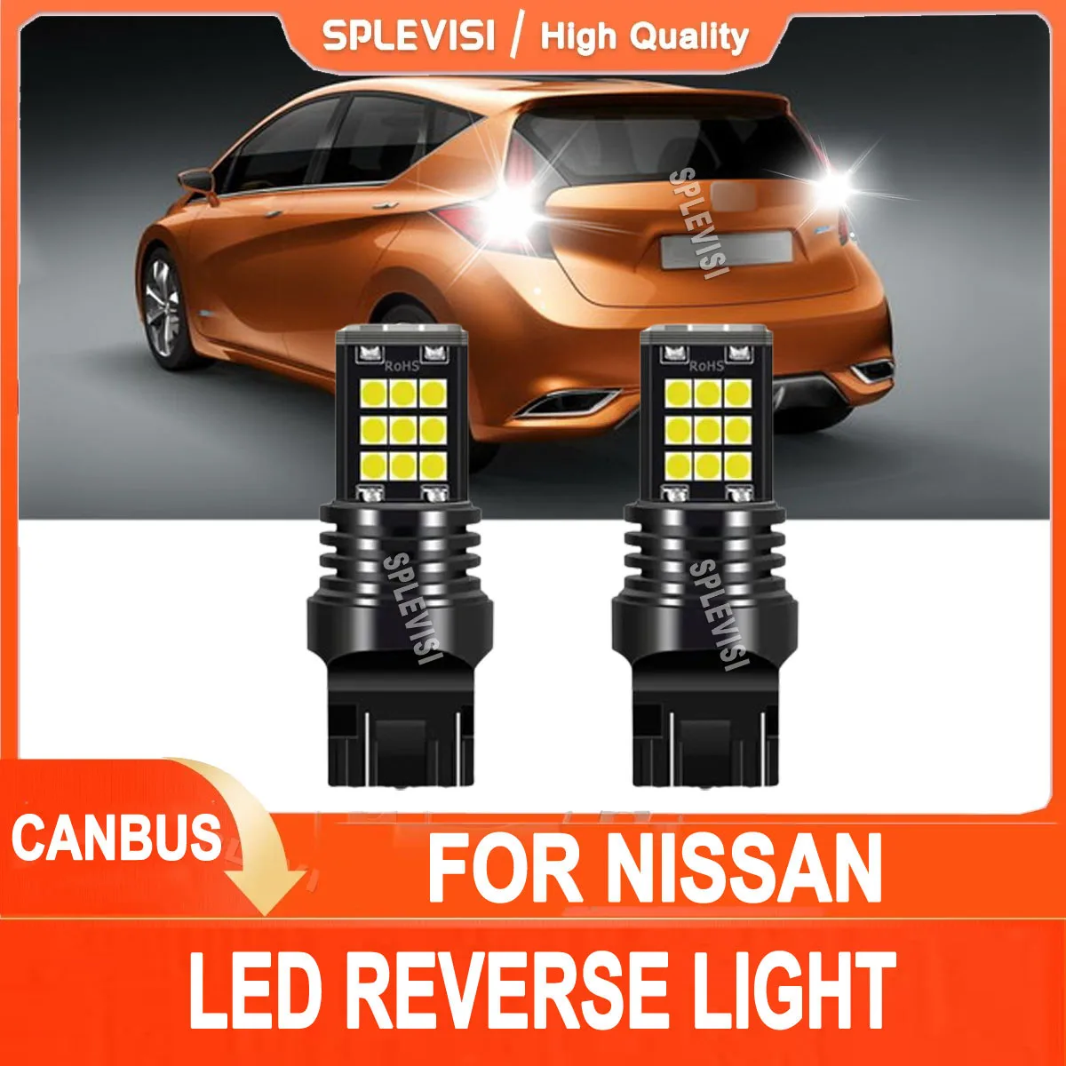 

2x 7440 7443 580 6000K White LED Back Up Reverse Lights Upgrade For Nissan X-Trail Note Terrano 350Z