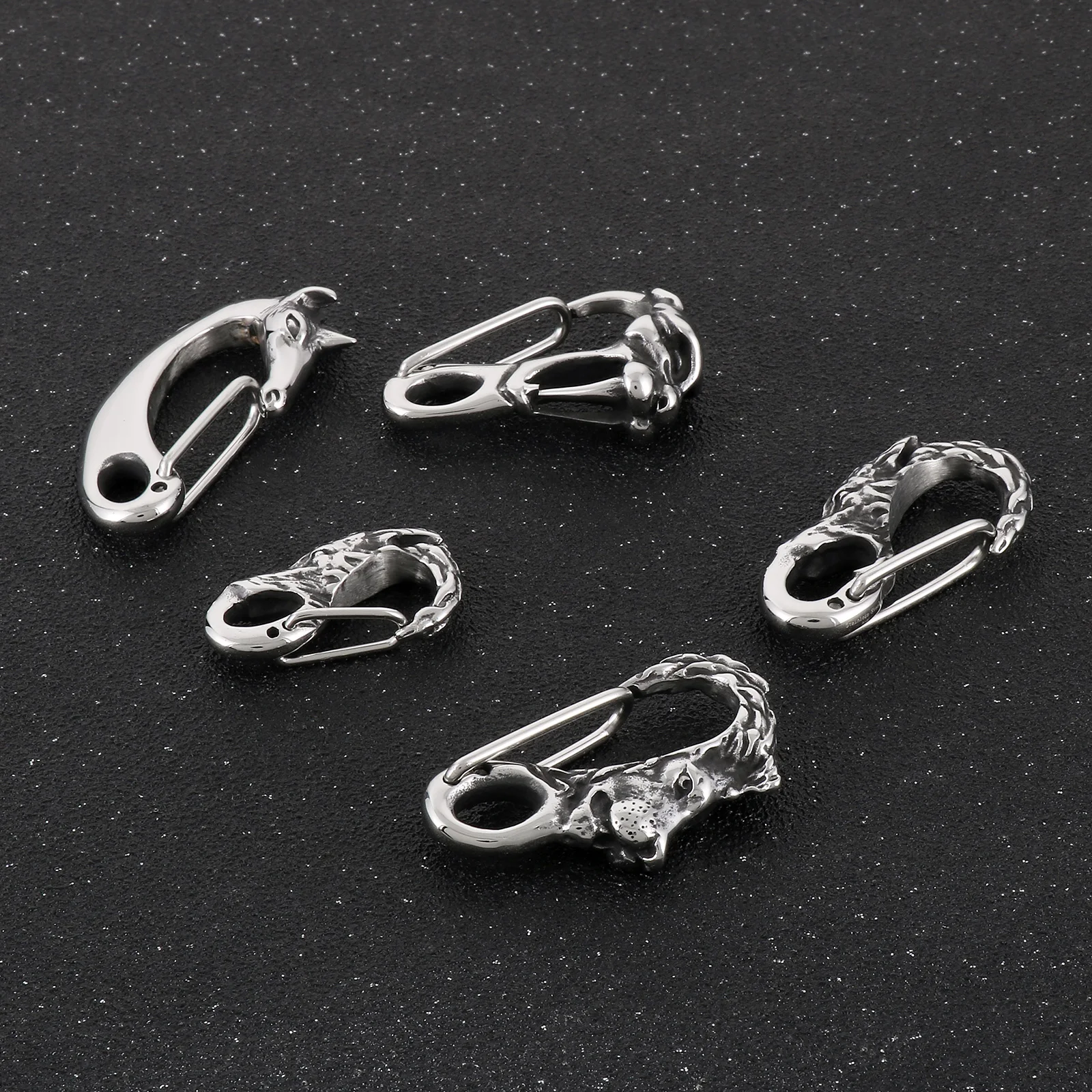 Multiple Options Punk Buddha Animal Skull Bone DIY Custom Keychain Carabiner Jewelry Accessories Making Clips Key Hook