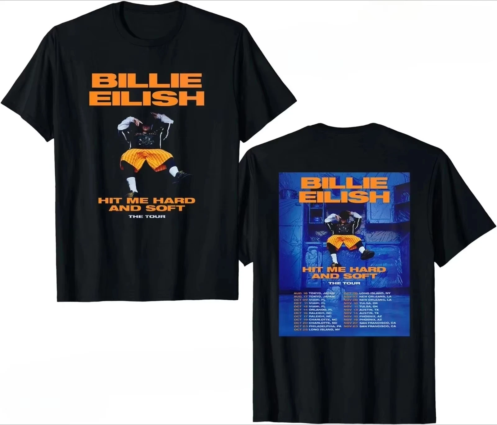 Men's T-shirt Billie Eilish Star Pattern Printed T-shirt 2026 Summer Men Women Fashion Cotton T-shir