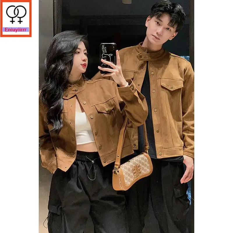 Matching Couple Clothes 2024 Autumn Coats Holiday Honeymoon Outfits Date Female Male Lovers Retro Couple Button Short Jackets