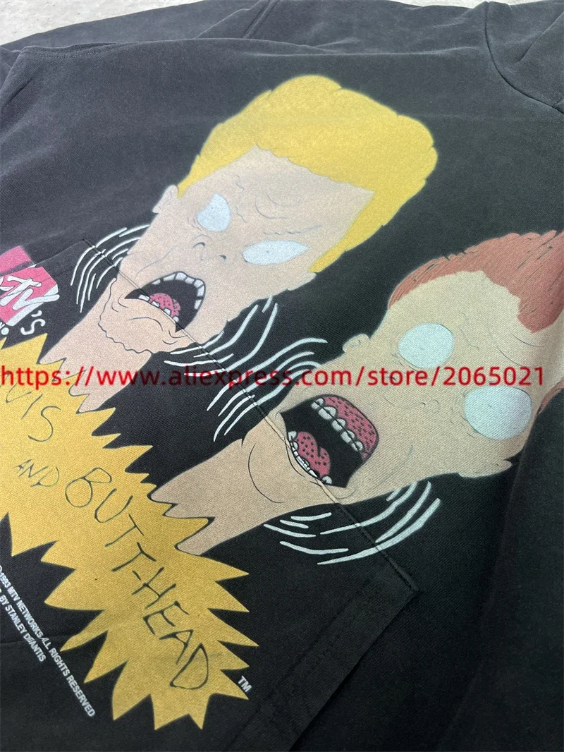 SAINT BEAVIS AND BUTTHEAD Cartoon Print Hoodie Men Women 1:1 Best Quality Vintage Hooded Pullovers