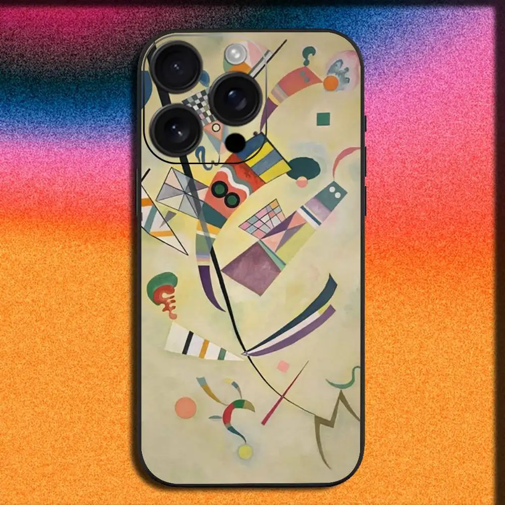 เคสโทรศัพท์ลายศิลปะนามธรรมของวาซิลี คันดินสกี สำหรับ iPhone 17,16,15,14,13,12,Pro,Max,Plus,E,SE4,Air,Mini สีดำ