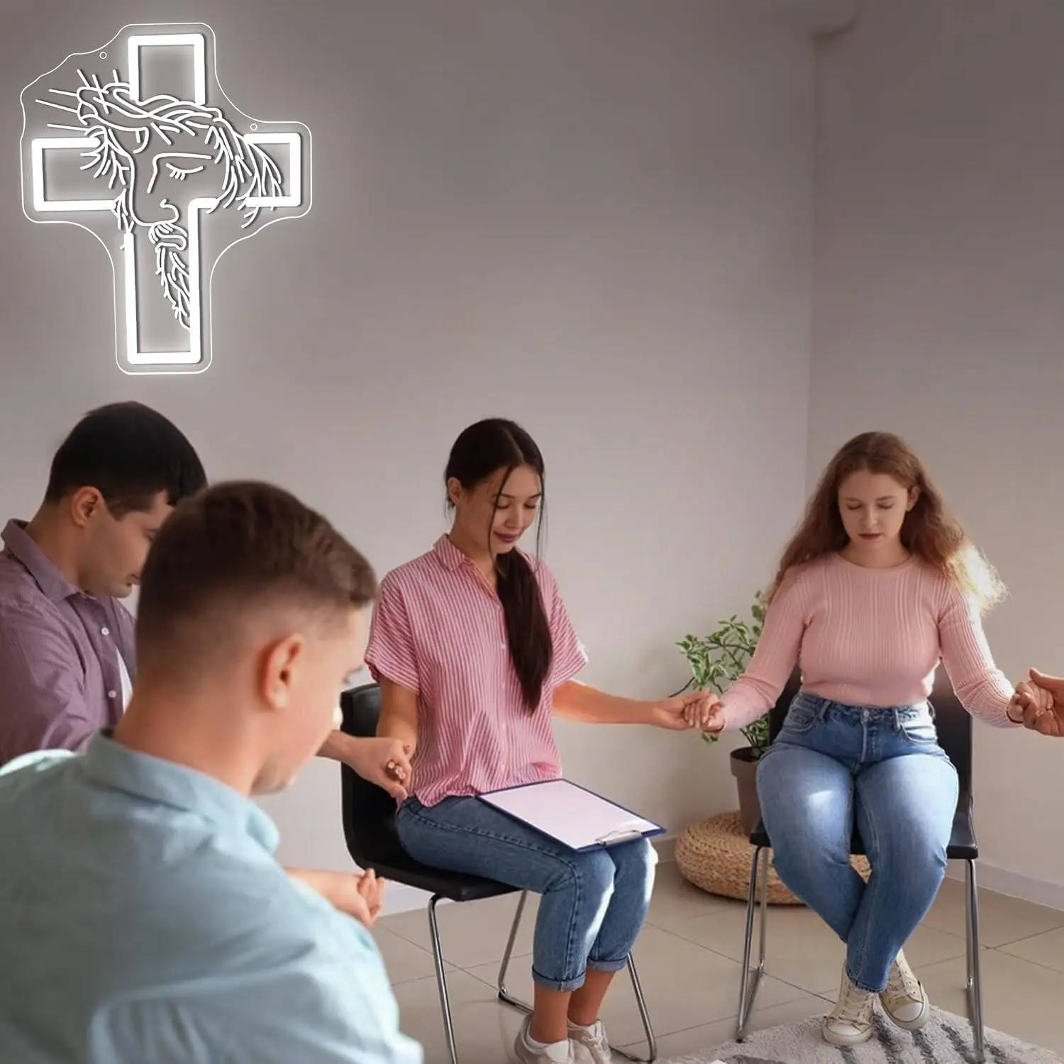 Jesus Cross Neon Sign Dimmable Cross LED Neon Light for Prayer Room God Christian Church Home Jesus Religious Wall Art Decor
