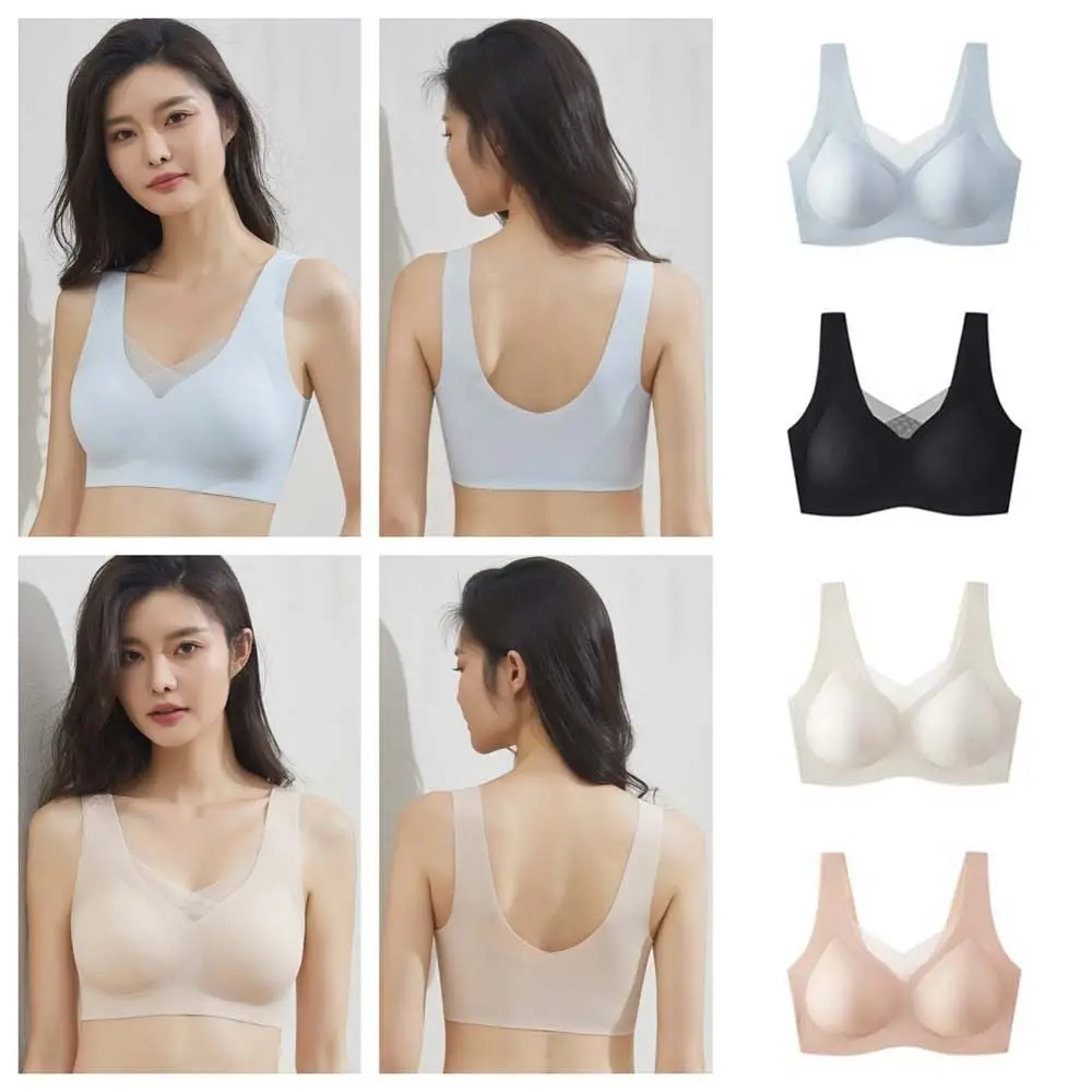 Traceless Wireless Deep V Bra Anti-sagging Shockproof Brassiere for Women Korean Fashion Solid Color Seamless Bra Girls Women