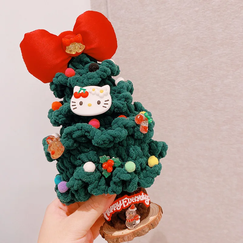 

Hello Kitty Bow Plush Hook Weaving Christmas Tree Ornament Colorful Dot Desktop Bedroom Deco Ornament Trendy Play Christmas Gift