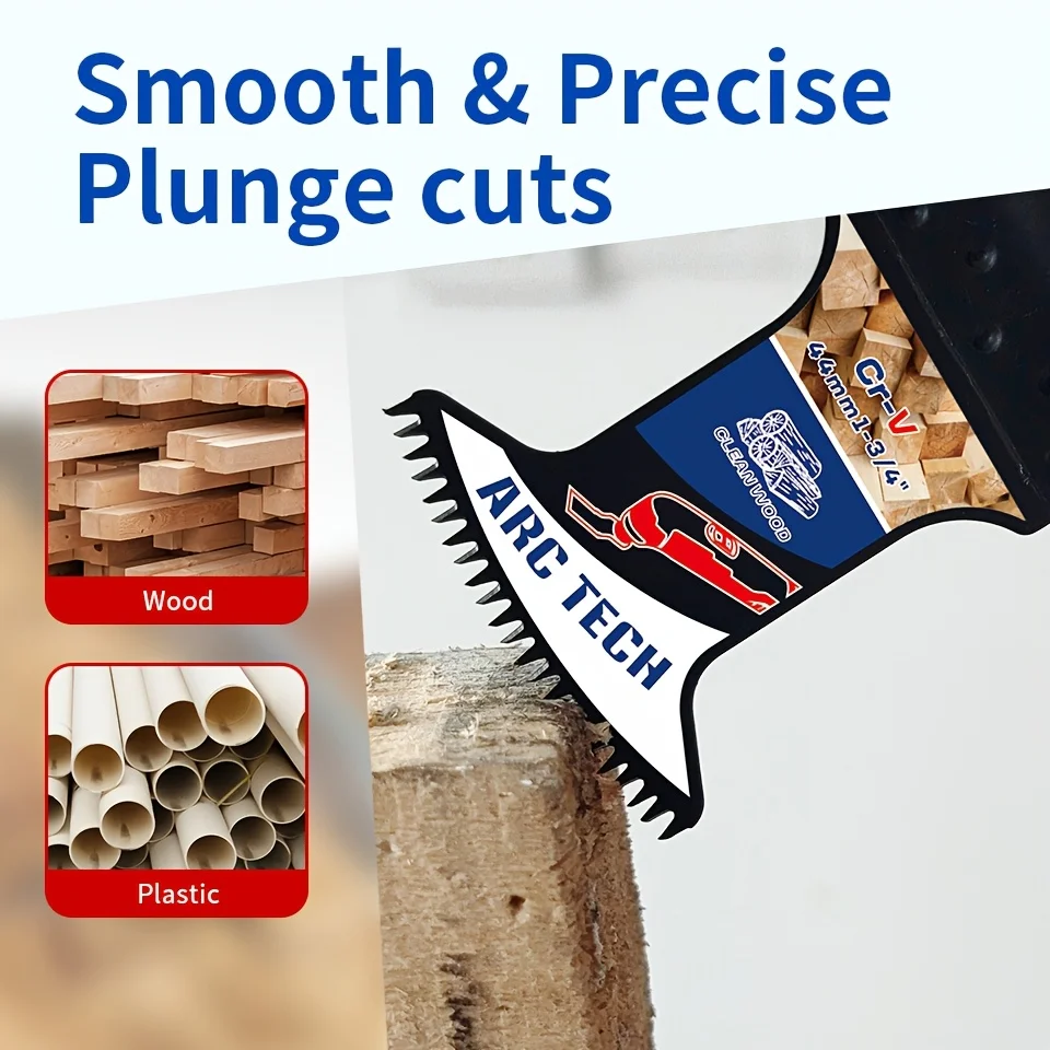 3/15pcs Arc Tech Extra Long Oscillating Tool Blades Bi-Metal and Japanese Teeth Multitool Blades for Wood, Plastic Nails Metal